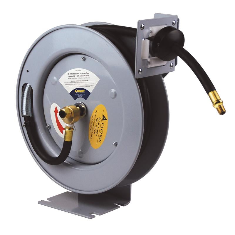 Primefit IndustrialGrade Retractable Air Hose Reel with 25' Rubber Air