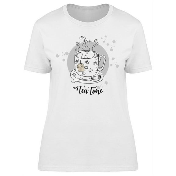 Tea Time, Cup Sketch T-Shirt Women -Image by Shutterstock, Female Medium