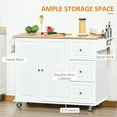 thumbnail image 4 of HOMCOM 50.75" Mobile Kitchen Island Storage Trolley Cart with Dropleaf Top, White, 4 of 10