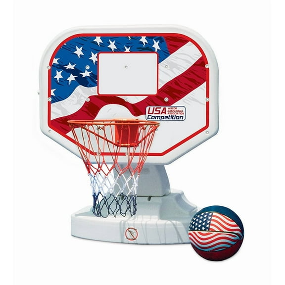Swim Central 45" USA Poolside Competition Swimming Pool Basketball Game - Red/Blue