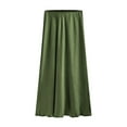 thumbnail image 5 of Ediodpoh Satin Maxi Skirt Womens High Waist Solid Color Elastic Waist with Side Slit Flowy Long Skirt Mini Skirts for Women Army Green M, 5 of 5