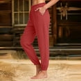 thumbnail image 5 of GUACER Womens Lounge Pants Cotton Linen Elastic High Waisted Pockets Joggers Pants, 5 of 5