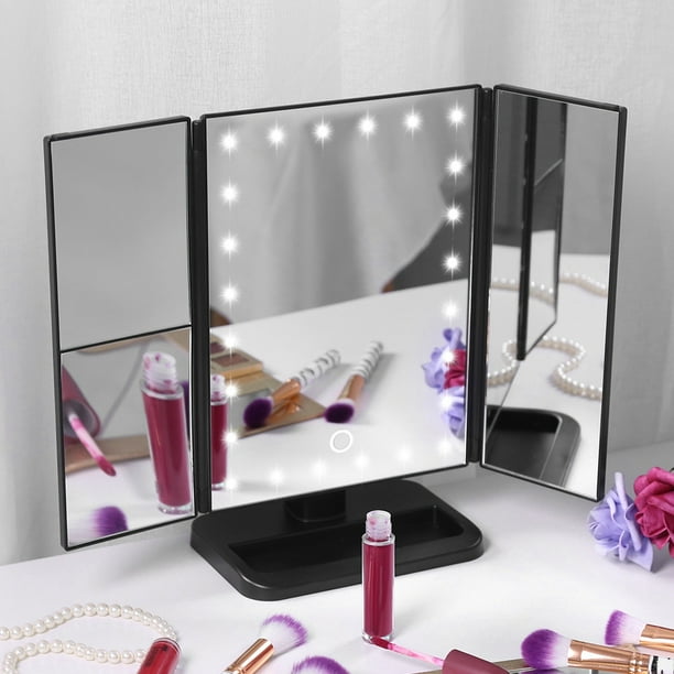 Miroir de maquillage de voiture LED avec écran tactile, miroir de
