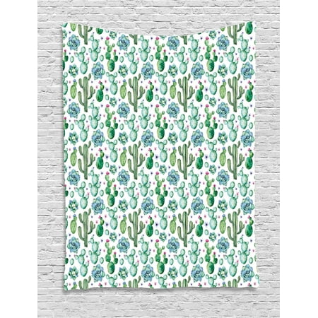 Hand Painted Pear Cactus Tapestry, Hand Painted Style Exotic Plant Saguaro Prickly Pear Succulents Spikes Arrangement, Wall Hanging for Bedroom Living Room Dorm Decor, Multicolor, by Ambesonne ()