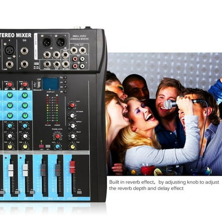 Live Sound Console - CT6 6 Channel Professional Stereo Mixer Live Audio Sound Console Vocal Effect Processor with 4-CH Mono & 2-CH Stereo Input