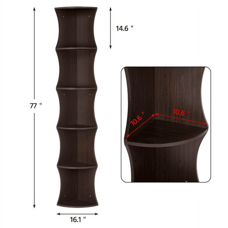 Yaheetech 5 Tier Brown Round Wall Corner Shelf Stand Storage