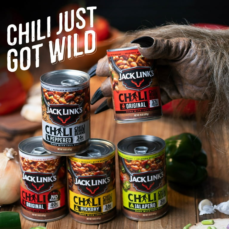 Jack Link's Jalapeno Chili with Beans, 15 Ounce Can, 36 Grams of