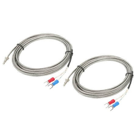 

K Type Temperature Sensor 2pcs M6 Screw Temperature Probe Thermocouple 13ft 0 to 800°C(32 to 1472°F)
