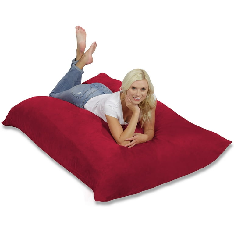 Chill Sack Bean Bag Pillow Memory Foam Lounger with Microsuede Cover Kids Adults 7.5 ft Cinnabar Walmart