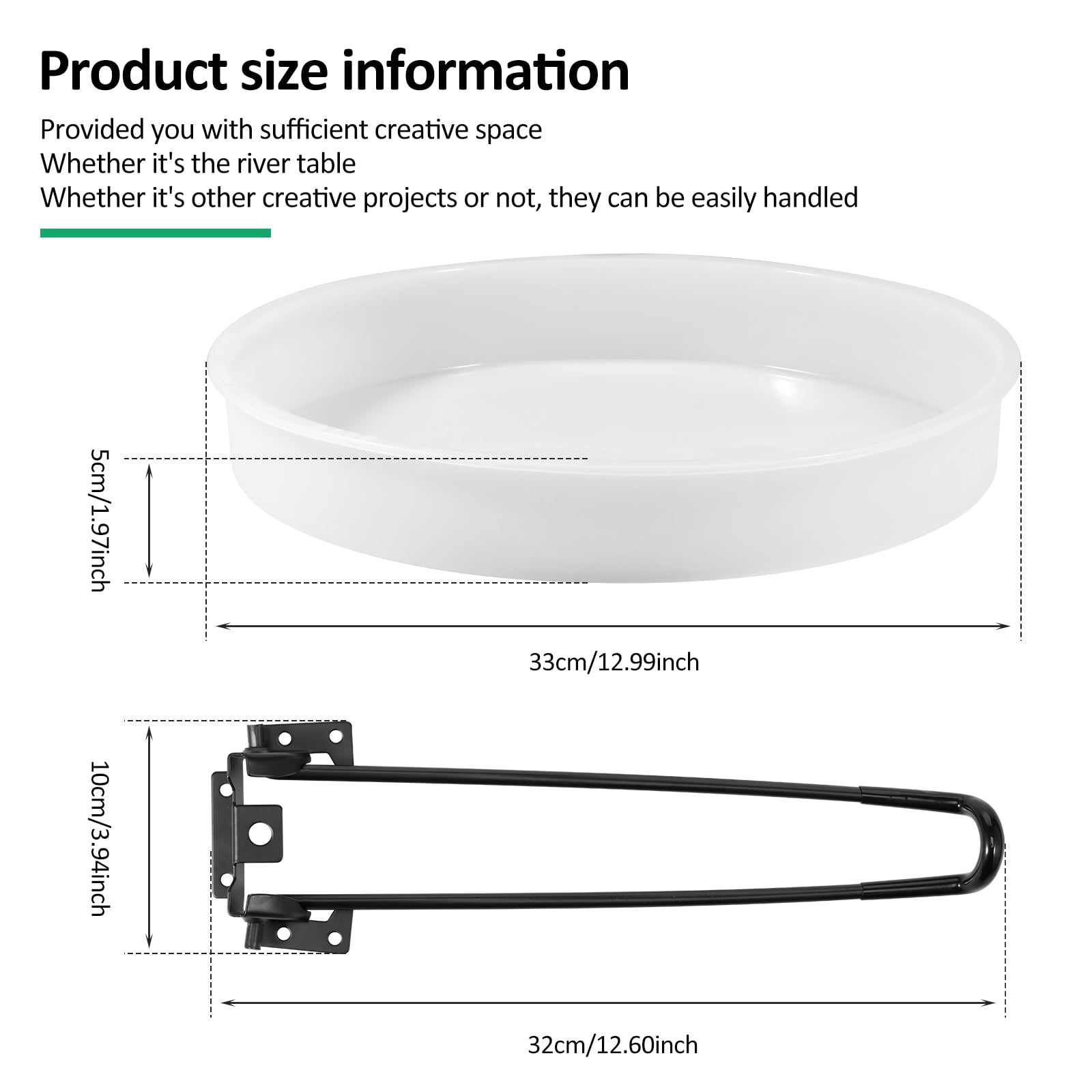 Keyohome Resin Table Mold Soft Silicone Epoxy Table Mold with 3 Metal Leg Decorative Silicone Resin Tray for Home Decoration DIY Art Work