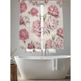 thumbnail image 5 of Vintage Pink Flower Sheer Curtains 63 Inches Long 2 Panels Watercolor Floral Green Leaf Plant Country Light Filtering Semi Sheer Window Curtains Drapes for Bedroom Living Room 52"x63", 5 of 7