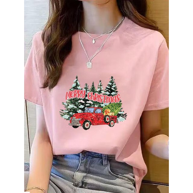 Camiseta con estampado navideño para mujer, ropa de tendencia bonita, Top con estampado de vacaciones, camiseta estampada para mujer, ropa para mujer