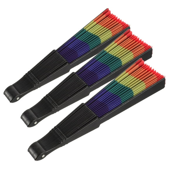 WRISTBIQUE Handheld Style Rainbow Fan Plastic 3Pcs 16.11X9.04X0.98in
