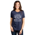 thumbnail image 2 of I Need Coffee, Jesus and Like 3 Million Dollars Women's Fashion Relaxed T-Shirt Tee Heather Navy Large, 2 of 3