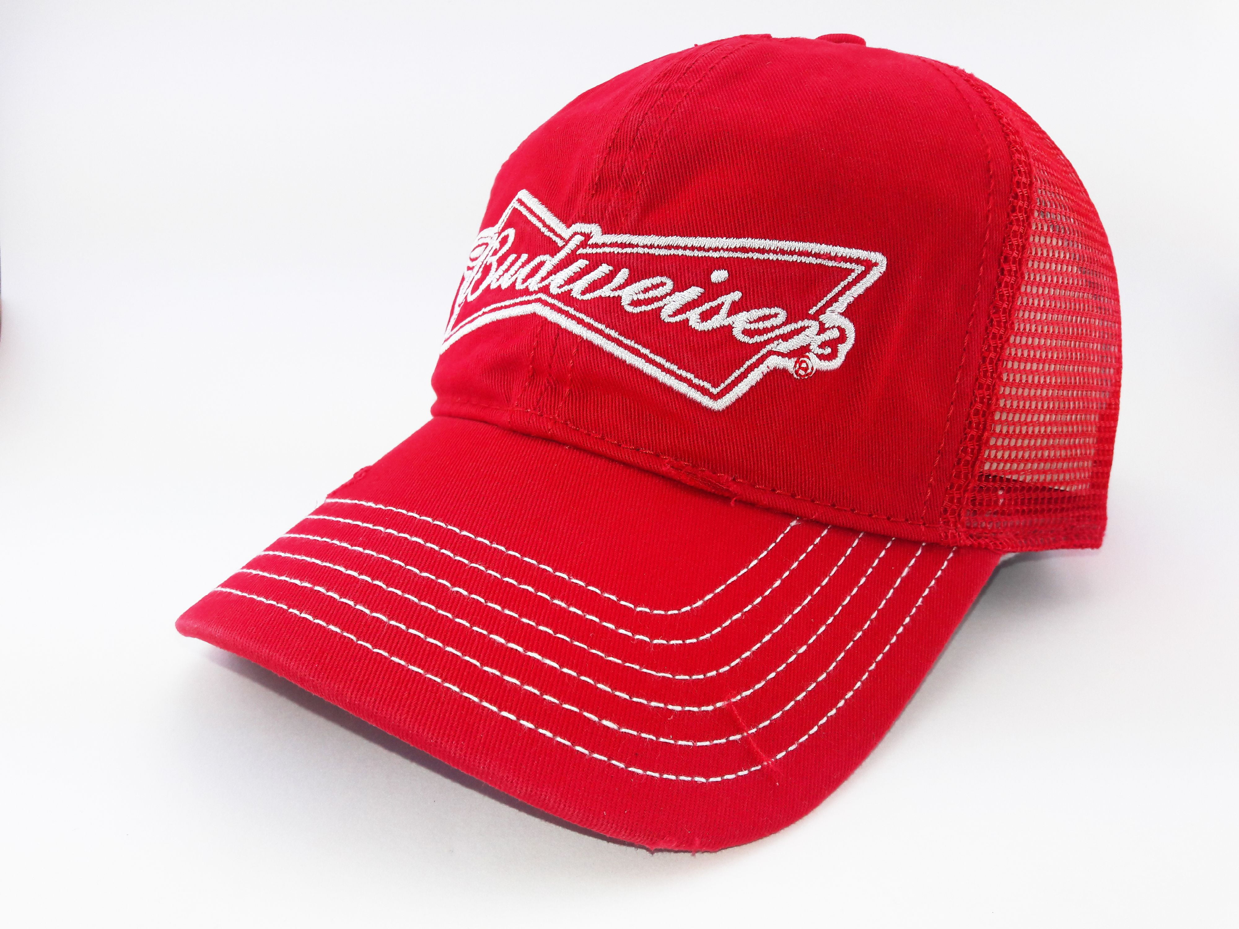 Budweiser Distressed Mesh Snapback Red 