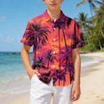 thumbnail image 2 of Boys Hawaiian Shirt Short Sleeve Floral Button Down Shirts Tropical Holiday Beach Top Vacation Clothes 6-12 Months 12-24 Months 2t 3t 4t 5t 6t 7t 8t 9t Children Orange 10-11Years, 2 of 6