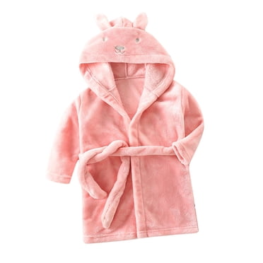 BLVB Boys Girls Robes Toddler Hooded Sleepwear Soft Fleece Bathrobes Cute Housecoat Dressing Gowns for Children