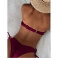 thumbnail image 3 of FASKOB-Bikini Bandeau fruncido liso con cordón para mujer, traje de baño de dos piezas, conjunto de Bikini, traje de baño para playa 2023, 3 of 4