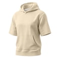 thumbnail image 6 of Mens Short Sleeve Hoodie Loungewear Oversized Hoodie Shirt with Pocket Beige S, 6 of 8