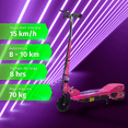 thumbnail image 3 of Scooter Patín Eléctrico Infantil con Asiento Eco-Forte 120W 12km/h Rosa AEIOU, 3 of 9