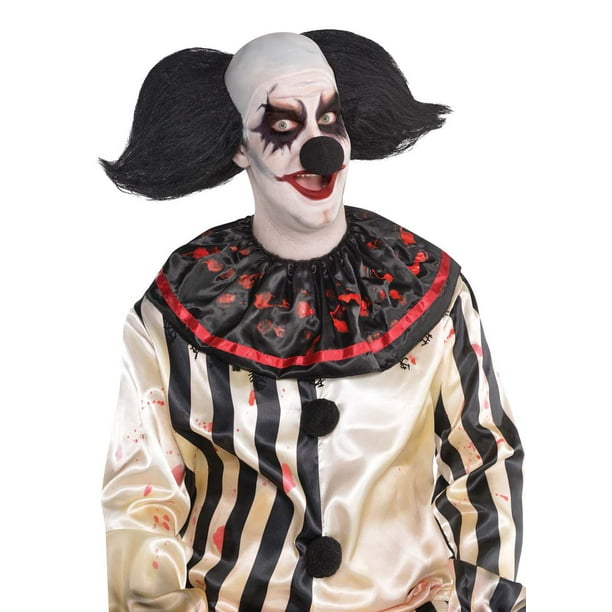 Freak Show Clown Mens Adult Killer Jester Creepy Black Costume Wig ...