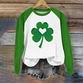 thumbnail image 2 of St. Patricks Day Shirts for Women Shamrock Clover Print Sweatshirt Color Block Raglan Tops Long Sleeve Pullover Teacher St Patricks Day Shirt, 2 of 5