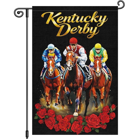 Double Sided Kentucky Horse Racing Garden Flag 12x18 Inch The Rose for Outdoor Spring Yard Porch Decor