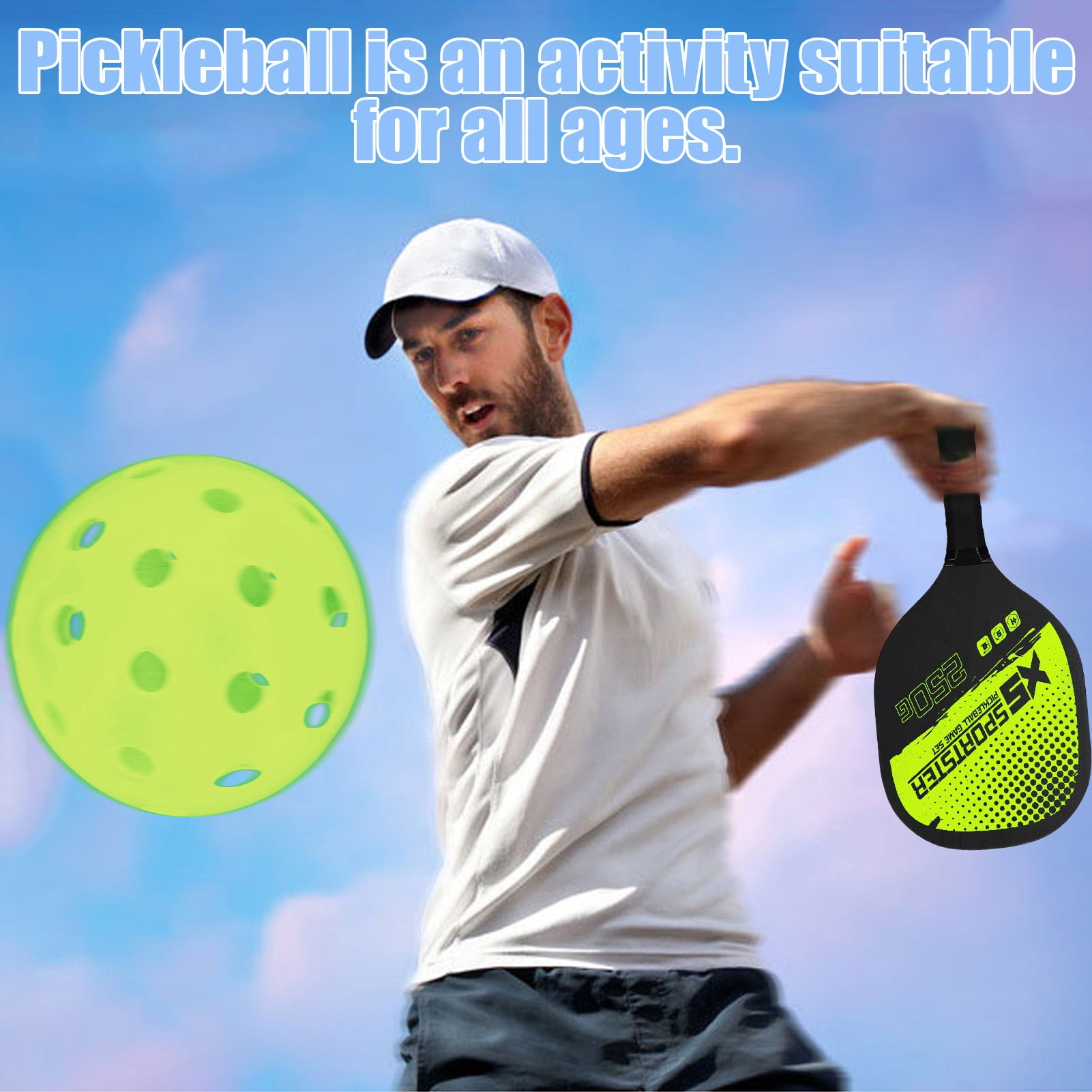 Eccomum Pickleball Rackets Set Pickleball Paddle Set of 2 Rackets and 4 Pickleballs Balls Pickle-Ball Racquet with Balls Sports Accessory