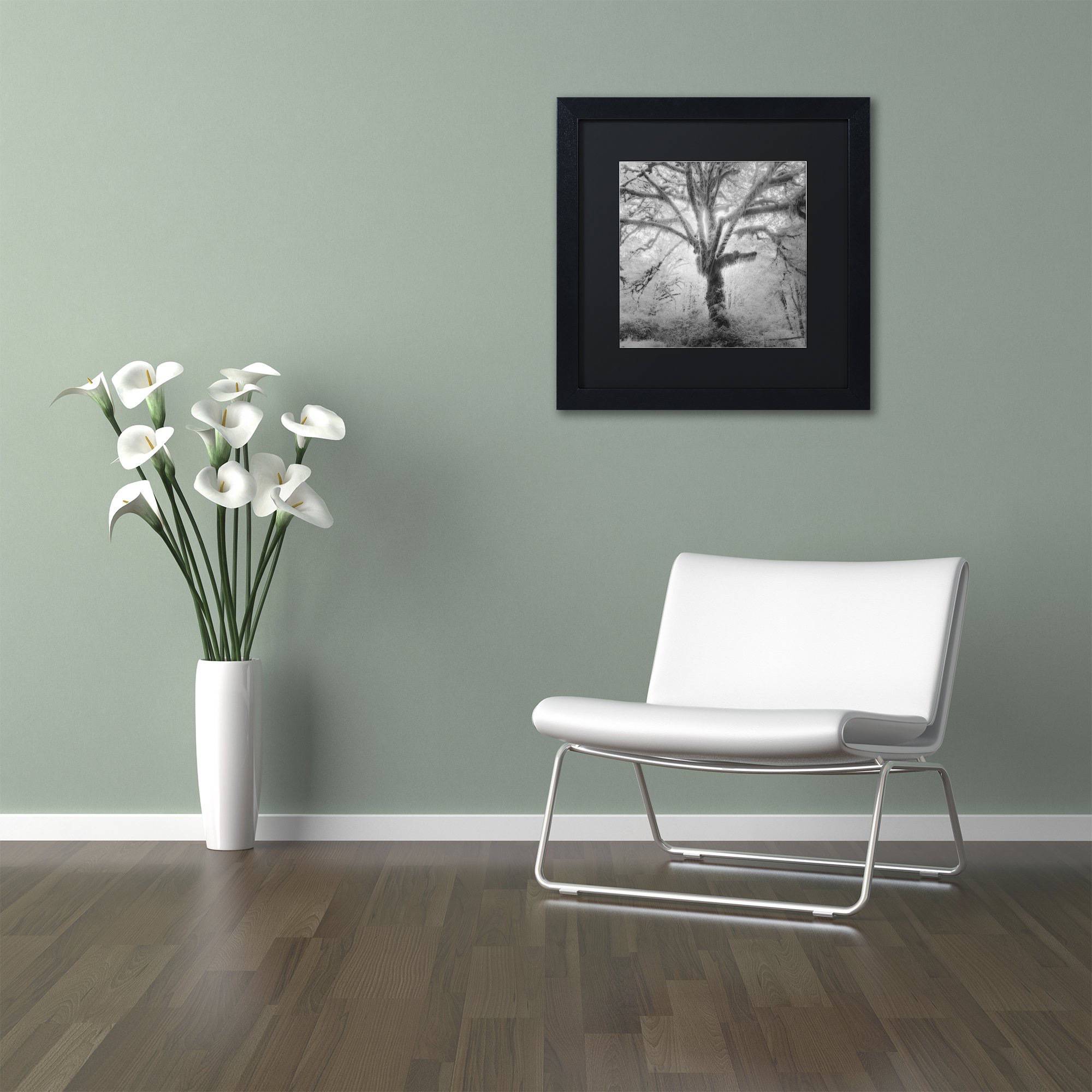 Moises Levy 'Lightning Tree II' Black Matted Framed Art