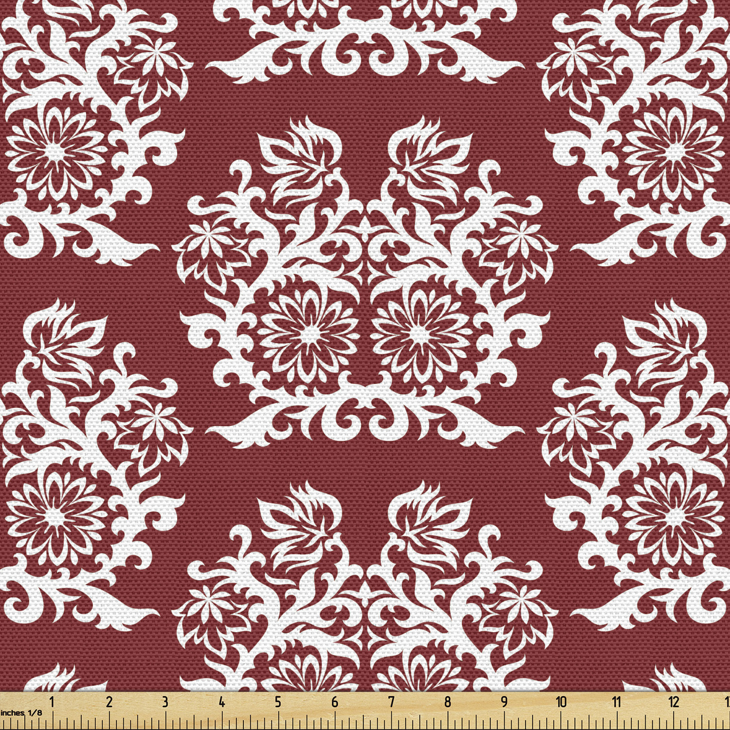Vintage Fabric by the Yard, Oriental Style Flourishes Classic Romantic  Motifs Composition in Monotone, Decorative Upholstery Fabric for Sofas and  Home