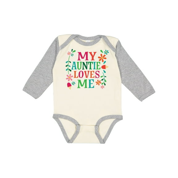 Inktastic My Auntie Loves Me Girls Girls Long Sleeve Baby Bodysuit