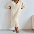 thumbnail image 4 of PENGXIANG Robe en Tricot d'Été à Fente Solide pour Femmes avec Demi-Manches, 4 of 7