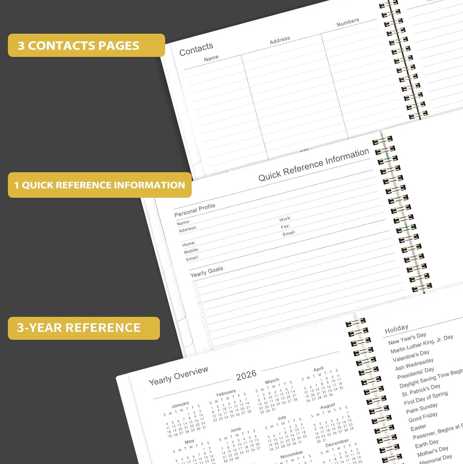 Planner 2026-2027 - Academic Planner 2026-27, Jul.2026 - Jun.2027, 9"x11", 2026-2027 Planners Weekly and Monthly with Colorful Tabs + Class Schedules + Back Pocket + Twin-Wire Binding - Black