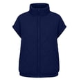 thumbnail image 6 of NominalSnug Women Short Sleeve Quilted Vest Stand Collar Zip Up Lightweight Padded Outerwear With Side Pockets, 6 of 8