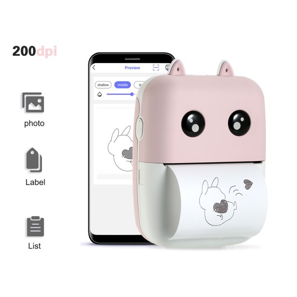 Mini impresora térmica de bolsillo Aibecy Impresora inalámbrica BT de 58 mm 200 ppp