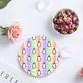 thumbnail image 4 of FMSHPON Penguin Rainbow Stripe Set of 6 Round Coaster for Drinks, Absorbent Ceramic Stone Coasters Cup Mat with Cork Base for Home Kitchen Room Coffee Table Bar Decor, 4 of 6