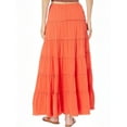 thumbnail image 4 of Women'S Summer Casual Elegant Smock Layered Tiered Maxi Skirt High Waisted A Line Flowy Long Skirts Orange Color L, 4 of 8