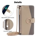 thumbnail image 3 of Wallet Phone Case for iPhone 16 Pro, Zipper Pocket and Card Slots Stand Feature Ring Holder Back Cover with Metal Crossbody Shoulder Strap Stylish Case for iPhone 16 Pro, Gray, 3 of 9