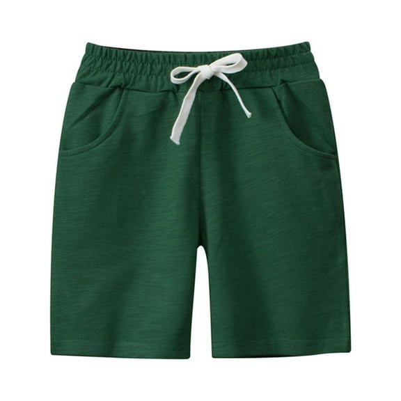 Yievot 2-7 Years Boy's Basketball Cotton Shorts Solid Drawstring Leisure Loose Youth Boy's Active Athletic Performance Shorts With Pockets 2025 Baby Gifts