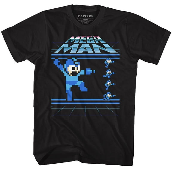 Mega Man Megamen Black Adult T-Shirt