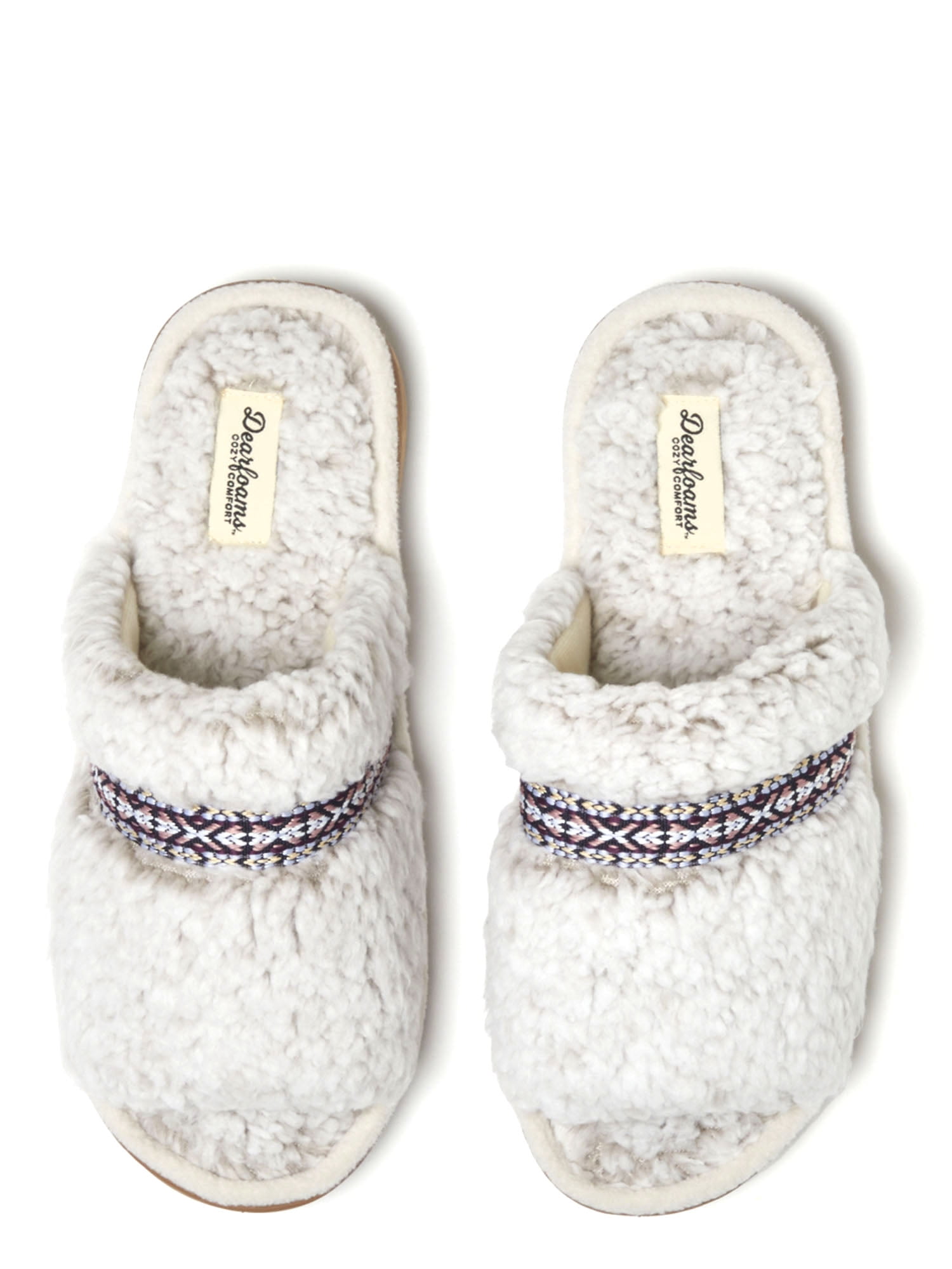 Dearfoams Cozy Comfort Women's Tipped Teddy Slide Slippers