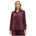 thumbnail image 1 of Calvin Klein Hauts de Pyjama en Velours à Boutons pour Femmes, Violet, Très Grand, 1 of 1