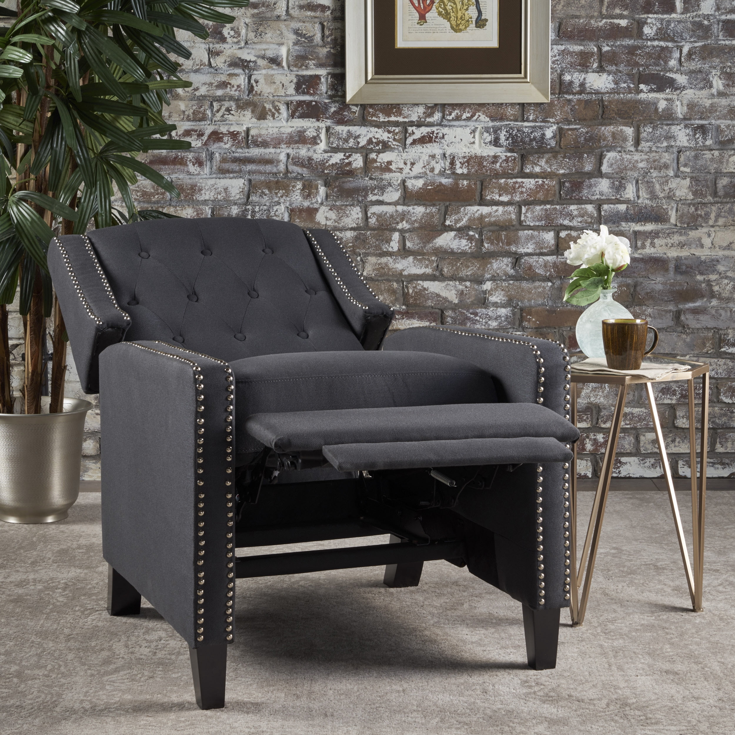Euroco Classic Dark Grey Fabric Push Back Chair