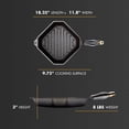 thumbnail image 6 of FINEX 10" Cast Iron Grill Pan - Grill Pans with Superior Heat Distribution - Near Non-Stick for Easy Cleaning - Cast Iron Grill Pan - For Indoor & Outdoor Grilling - Pre-Seasoned with Flaxseed Oil, 6 of 7