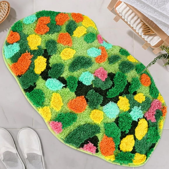 SHILIU-Moss Rug Moss Bath Mat 30"×20" Colorful Moss Rug Cute Bath Mat with Non Slip Backing 3D Moss Carpet Soft Water Absorbent Bath Mat Green Bathroom Rug Decor Washable Moss Rug for Shower