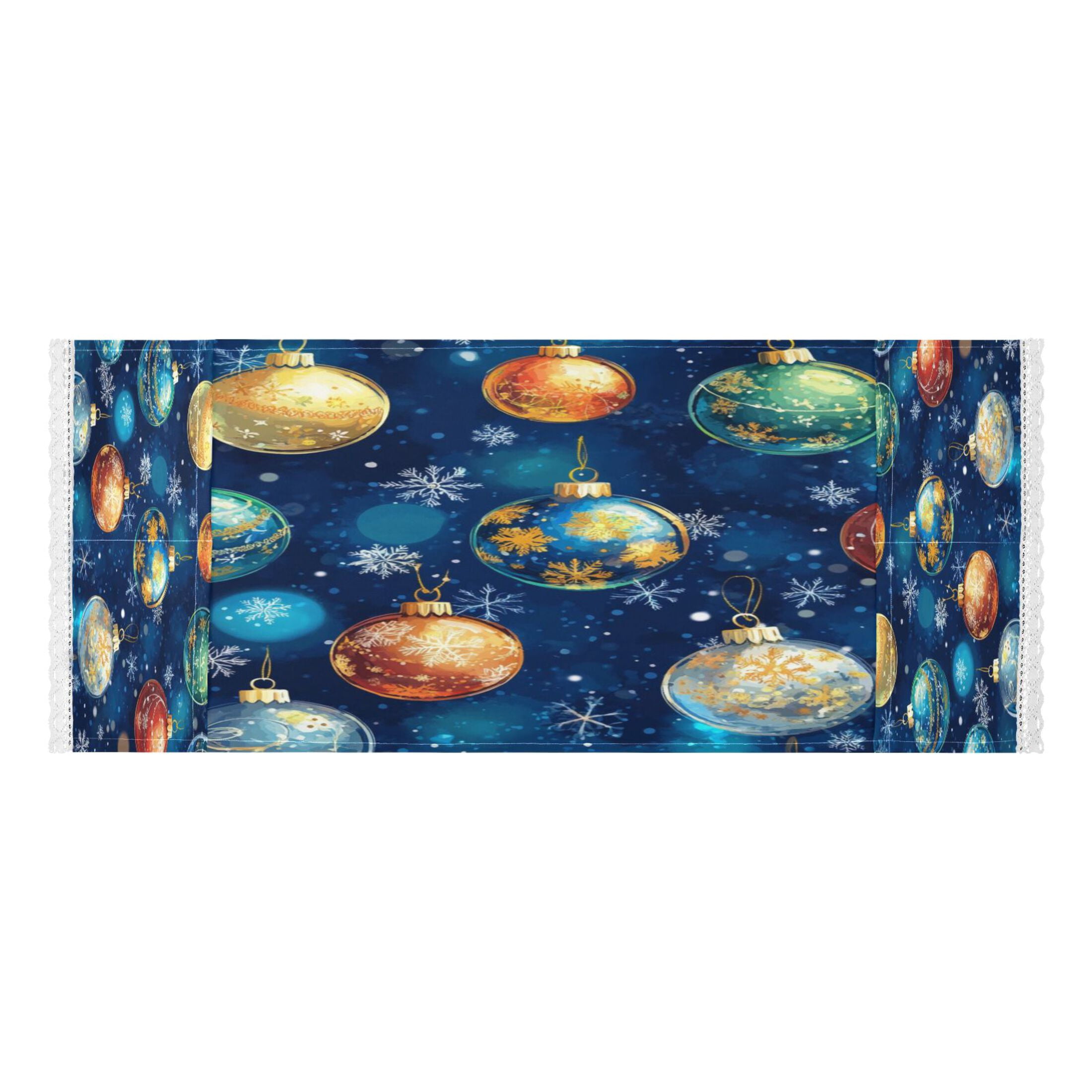WOBOGO Christmas Glass Ball Pattern on Blue Background Washing Machine Cloth Dryer Refrigerator Top Cover Protective Non-Slip Mat For Kitchen Laundry
