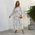 thumbnail image 2 of outfmvch long sleeve dress for women casual floral printed ruffle flowy temperat long dress womens dresses fall dresses, 2 of 9
