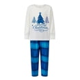 thumbnail image 3 of Pijamas navideños familiares a juego, camiseta con estampado de árbol y letras y pantalones a cuadros. Ropa de dormir para estar en casa., 3 of 10
