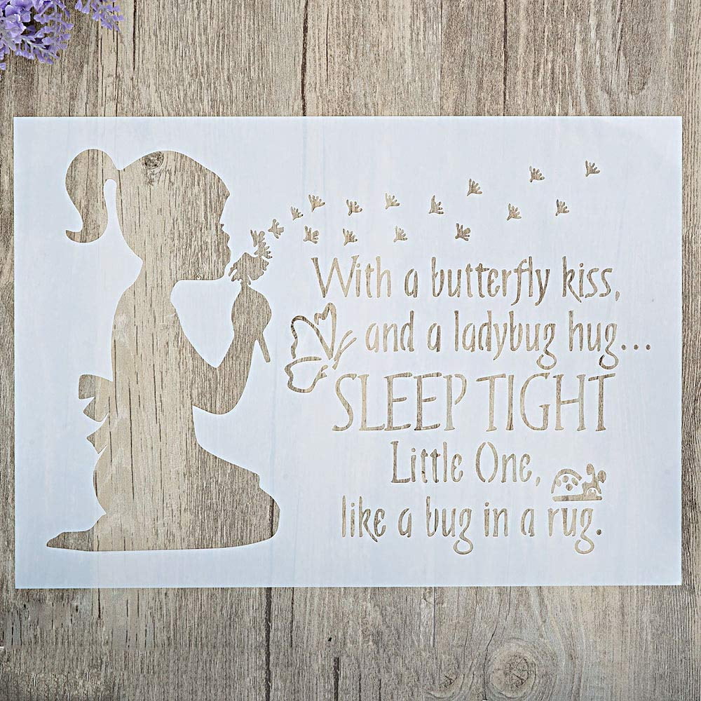DIY Decorative Girl Stencil Template for Painting on Walls Furniture Crafts (A4 Size)