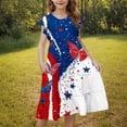 thumbnail image 6 of Ugoldhm Girls' Fourth of July Fit & Flare Beach Dress Short Sleeve, Star Print, Boho Casual for 6-15 Years, 6 of 7